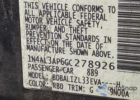 2016 Nissan Altima 2.5 Sv from USA, damaged, VIN 1N4AL3AP6GC278926